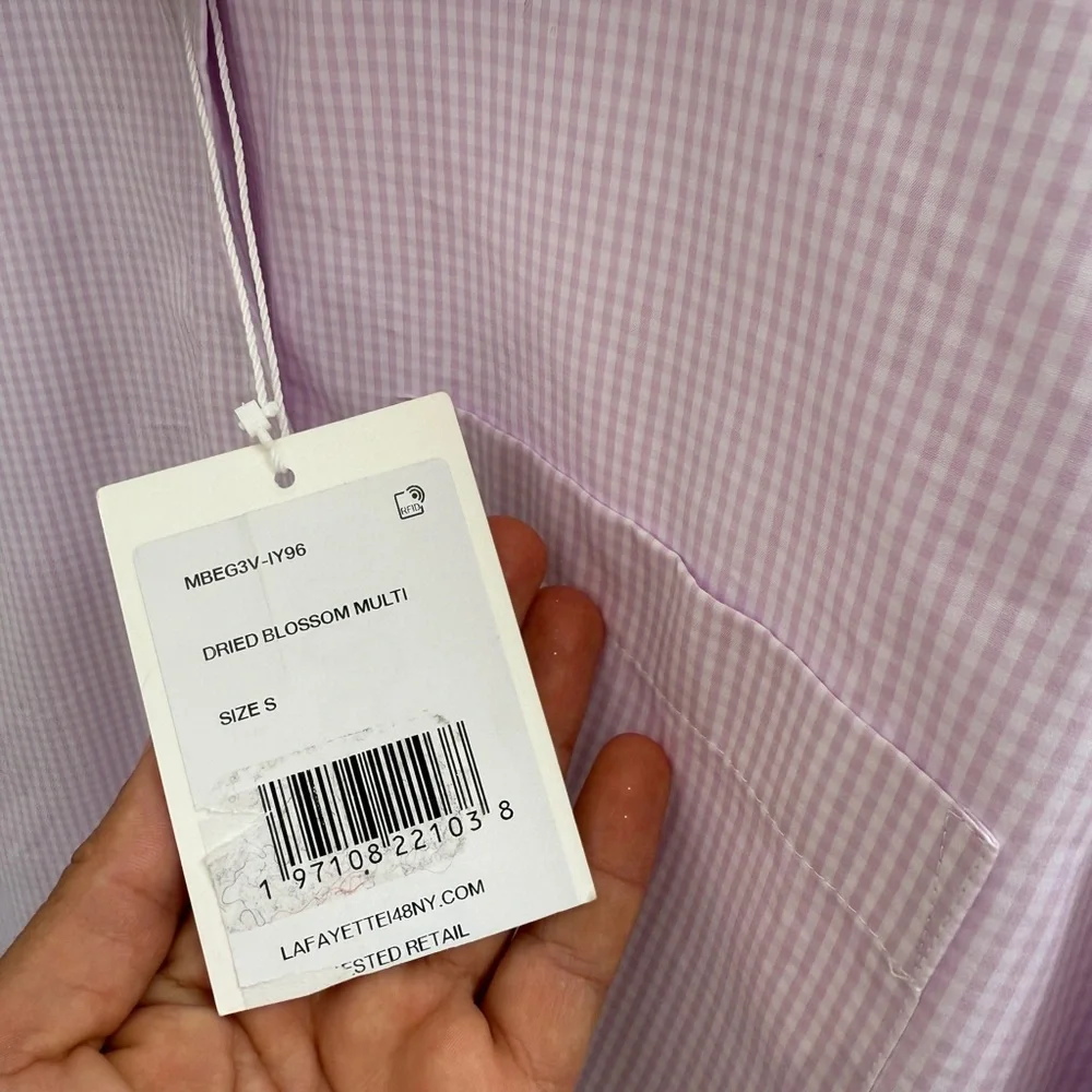 Lafayette 148 micro gingham cotton poplin Button-Up shirt - Picture 11 of 11